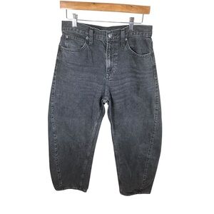 GAP Barrel Jeans High Rise Tapered Gray Wash Denim Womens 28 Cropped